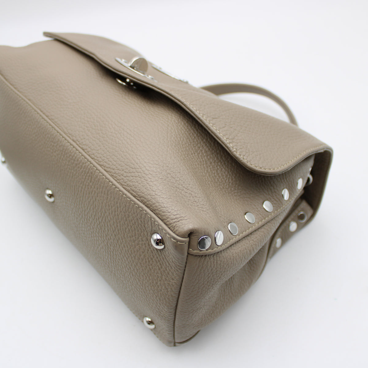 BORSA POSTINA ZANELLATO SMALL IN PELLE MARTELLATA GREY CRETA ZB129