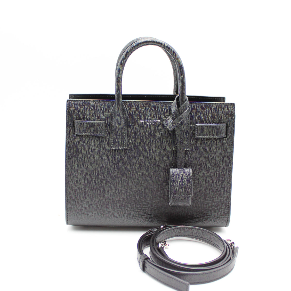 BORSA SAINT LAURENT SAC DE JOUR NANO IN PELLE MARTELLATA NERO YB122