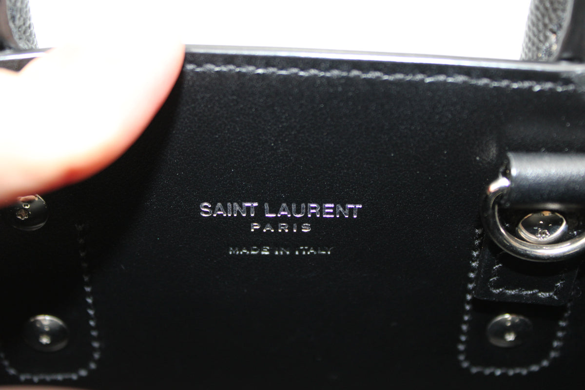 BORSA SAINT LAURENT SAC DE JOUR NANO IN PELLE MARTELLATA NERO YB122