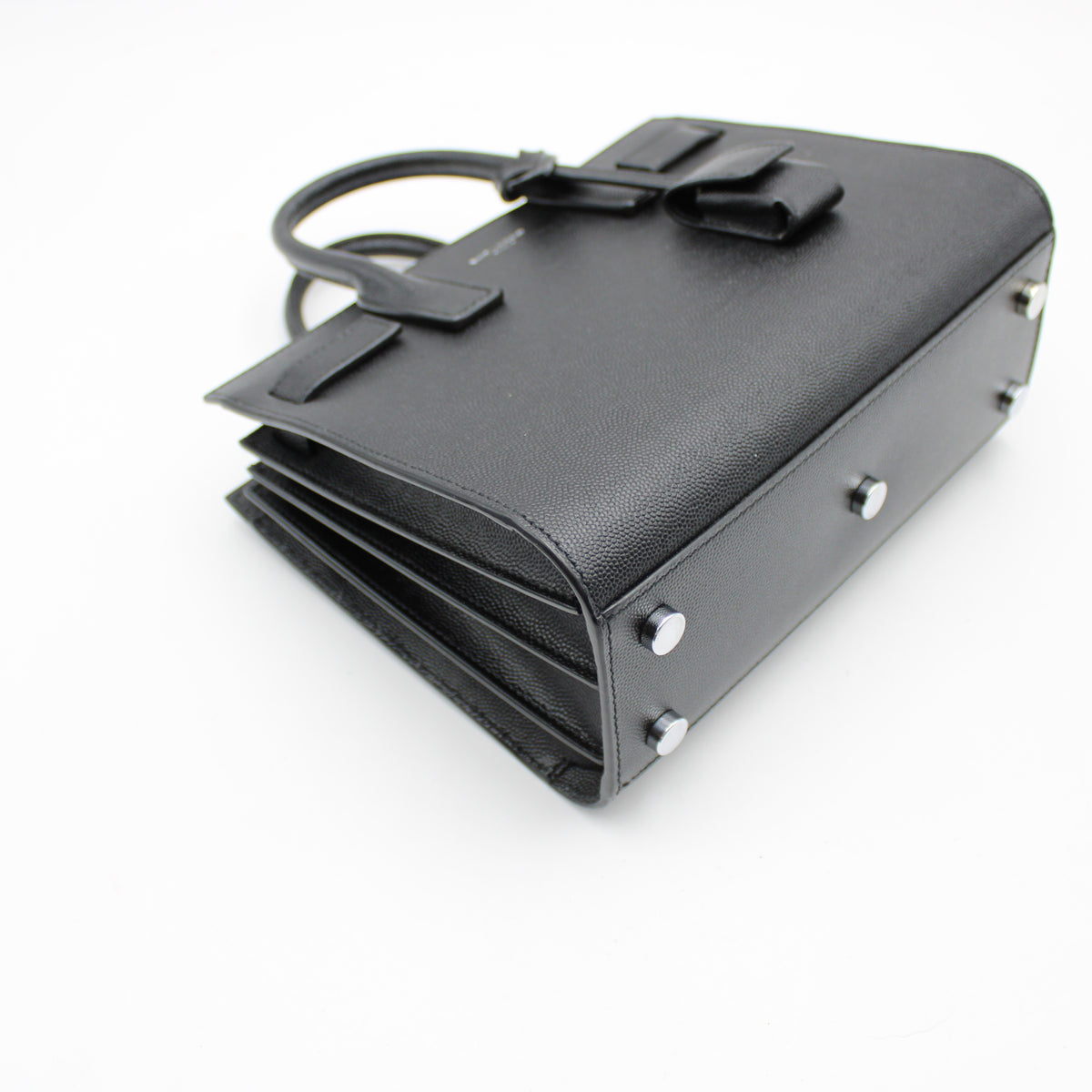 BORSA SAINT LAURENT SAC DE JOUR NANO IN PELLE MARTELLATA NERO YB122