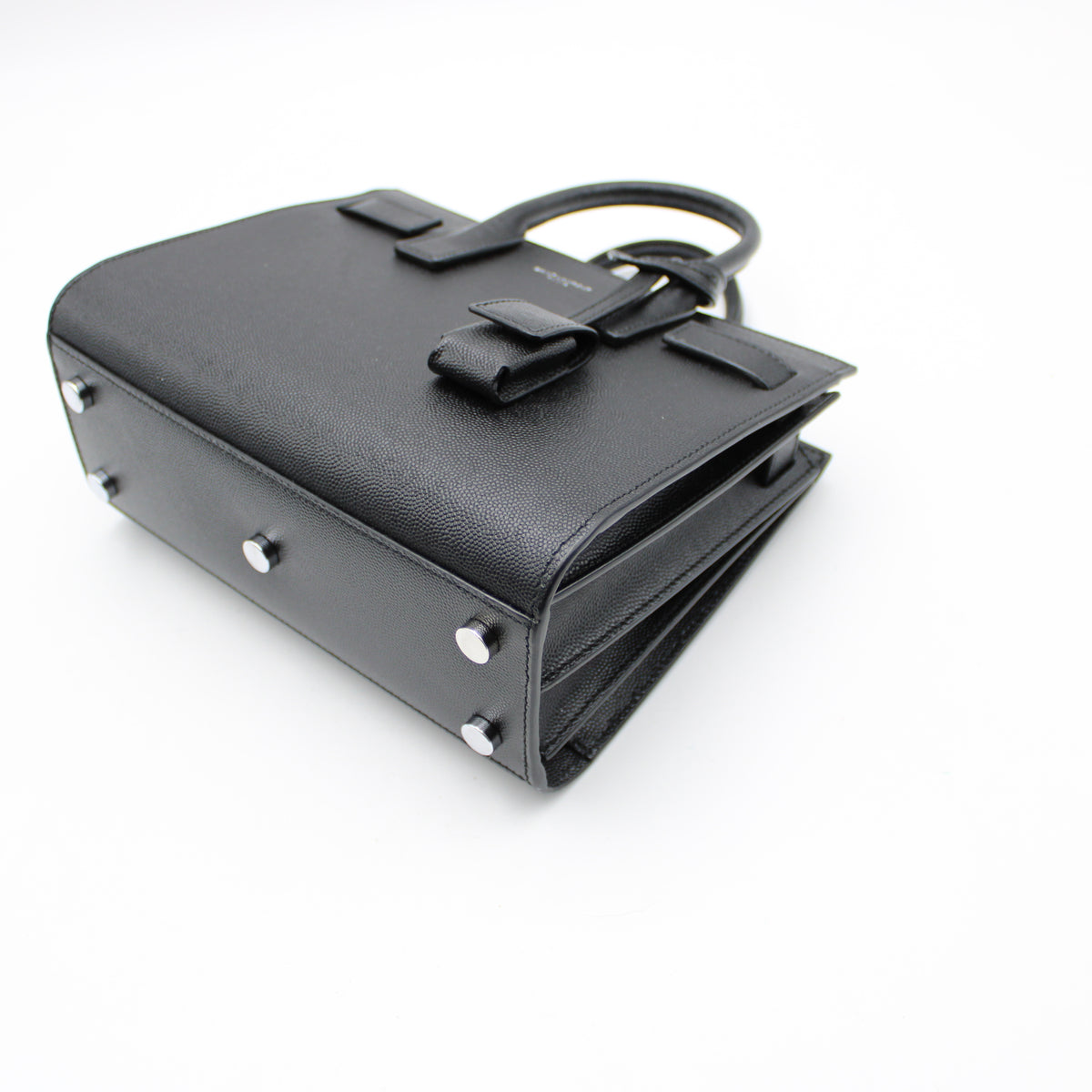 BORSA SAINT LAURENT SAC DE JOUR NANO IN PELLE MARTELLATA NERO YB122