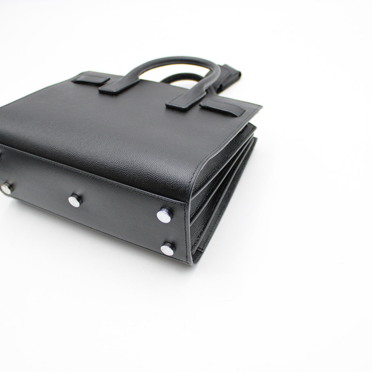 BORSA SAINT LAURENT SAC DE JOUR NANO IN PELLE MARTELLATA NERO YB122