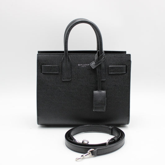 BORSA SAINT LAURENT SAC DE JOUR NANO IN PELLE MARTELLATA NERO YB122