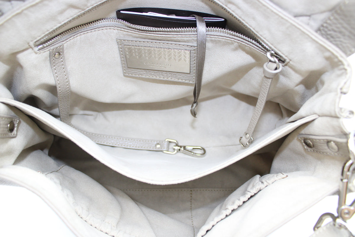 BORSA POSTINA ZANELLATO SMALL IN PELLE MARTELLATA GREY CRETA ZB130