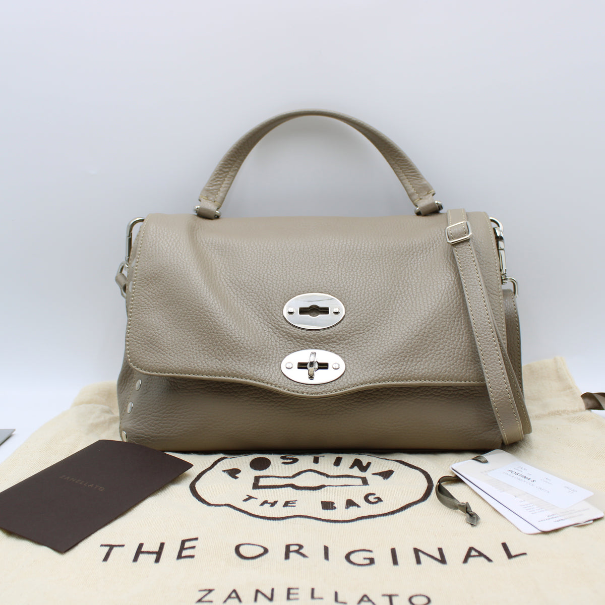 BORSA POSTINA ZANELLATO SMALL IN PELLE MARTELLATA GREY CRETA ZB130