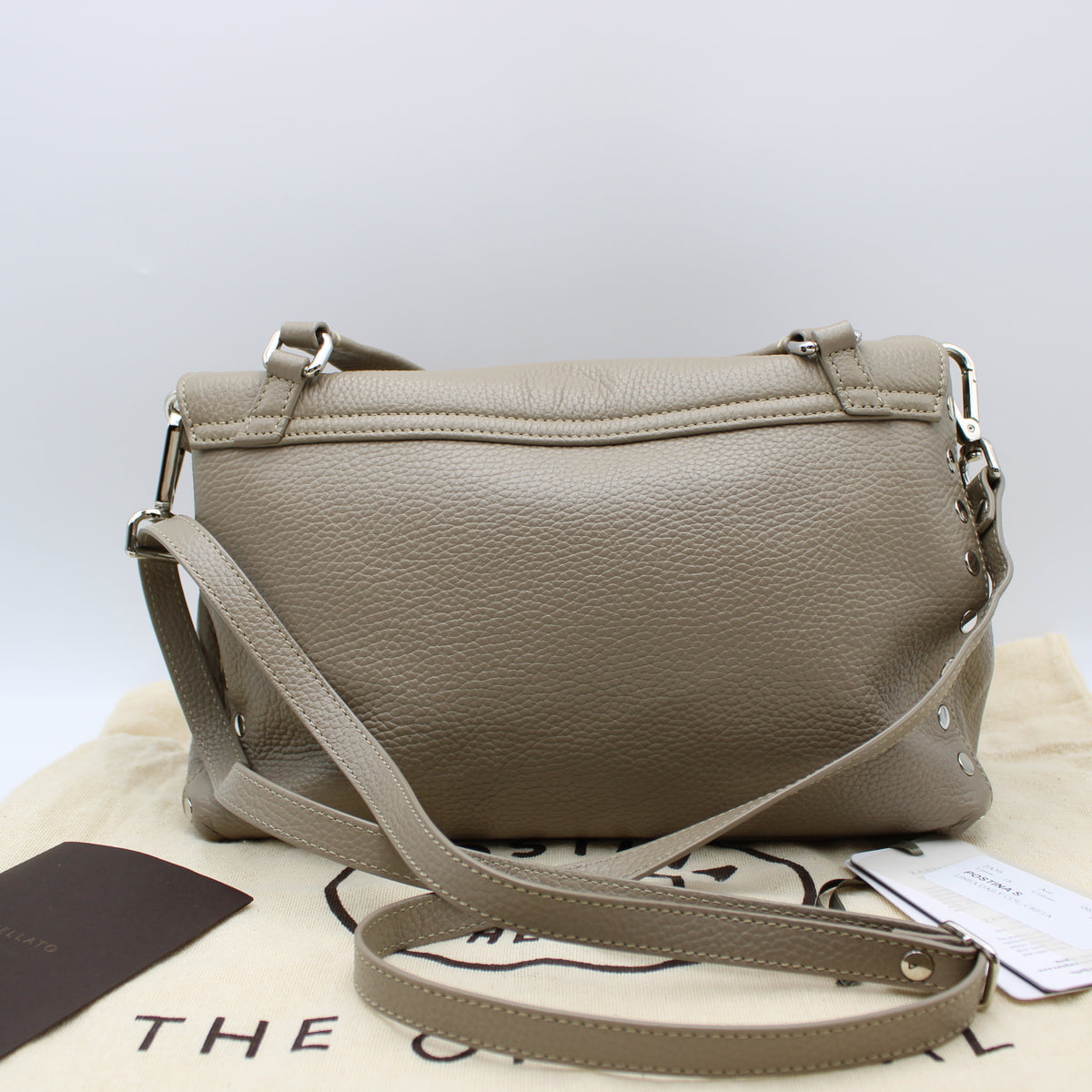BORSA POSTINA ZANELLATO SMALL IN PELLE MARTELLATA GREY CRETA ZB130