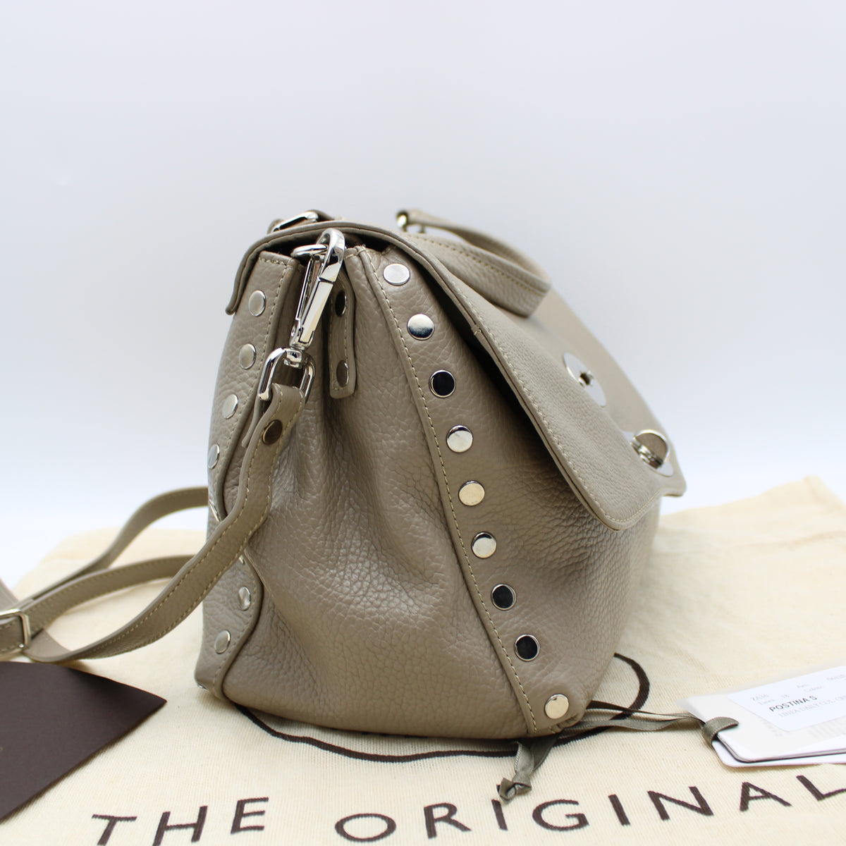 BORSA POSTINA ZANELLATO SMALL IN PELLE MARTELLATA GREY CRETA ZB130