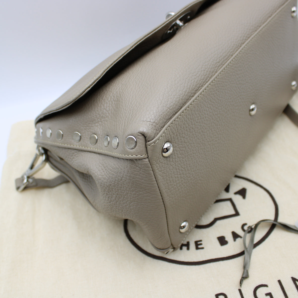 BORSA POSTINA ZANELLATO SMALL IN PELLE MARTELLATA GREY CRETA ZB130
