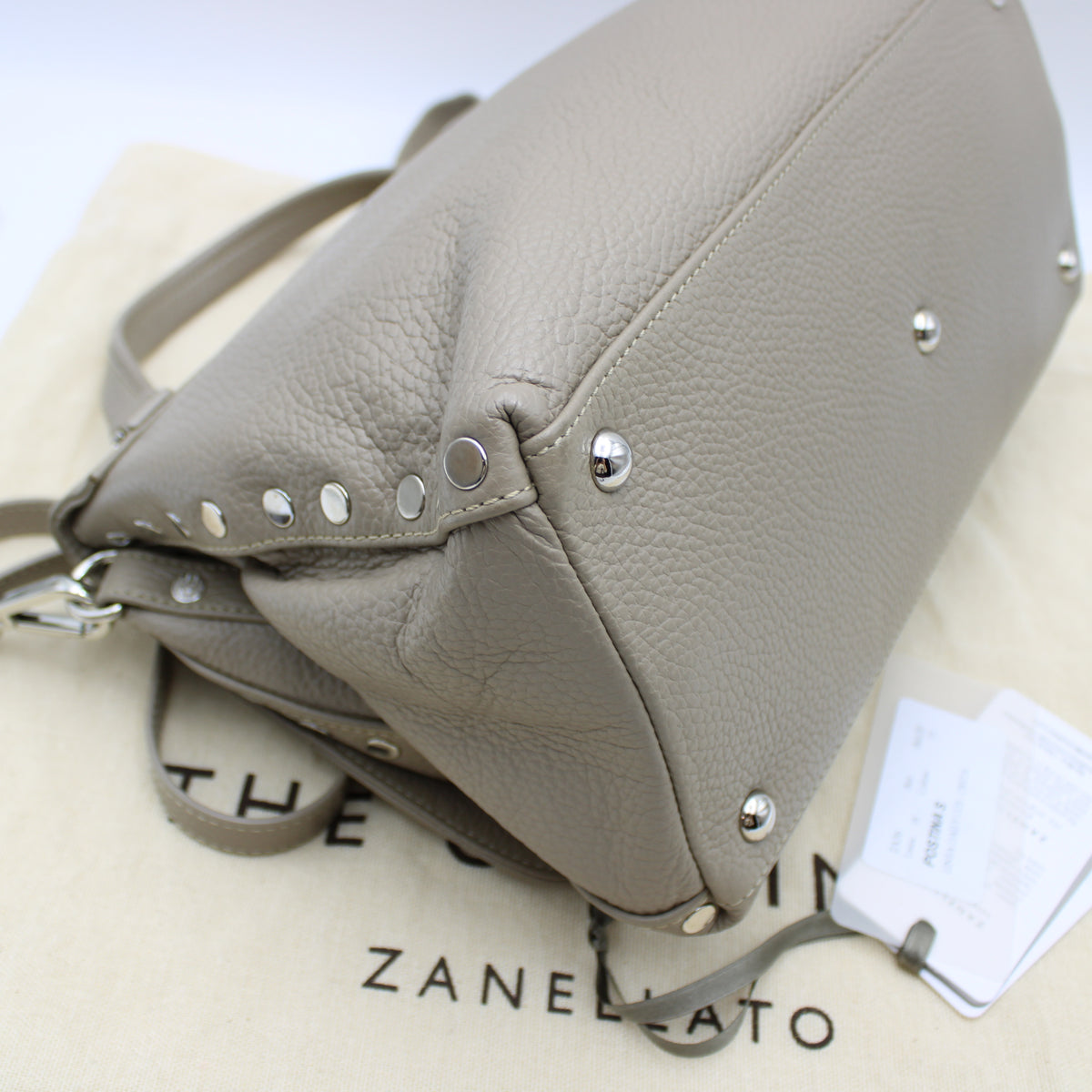 BORSA POSTINA ZANELLATO SMALL IN PELLE MARTELLATA GREY CRETA ZB130