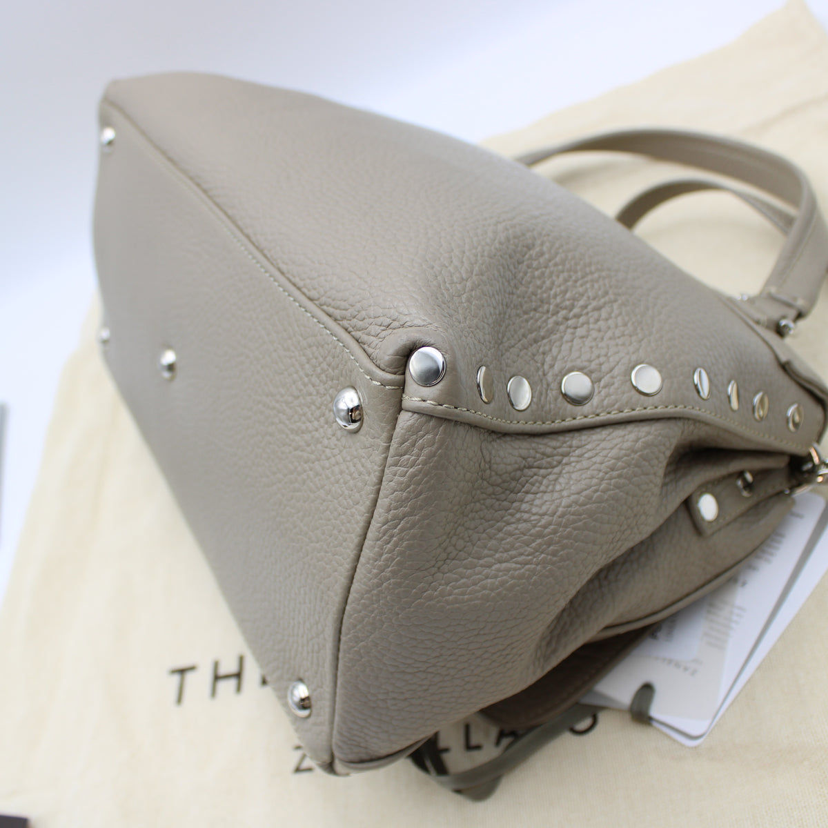 BORSA POSTINA ZANELLATO SMALL IN PELLE MARTELLATA GREY CRETA ZB130