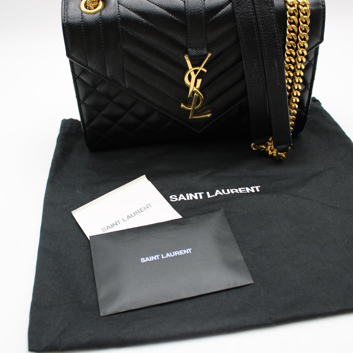 BORSA SAINT LAURENT ENVELOPE MEDIUM IN PELLE CAVIAR NERA YB123