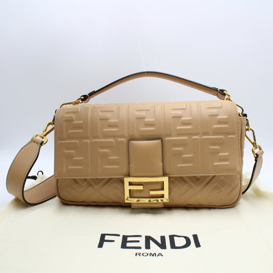 BORSA FENDI MAXI BAGUETTE IN PELLE BEIGE FB164