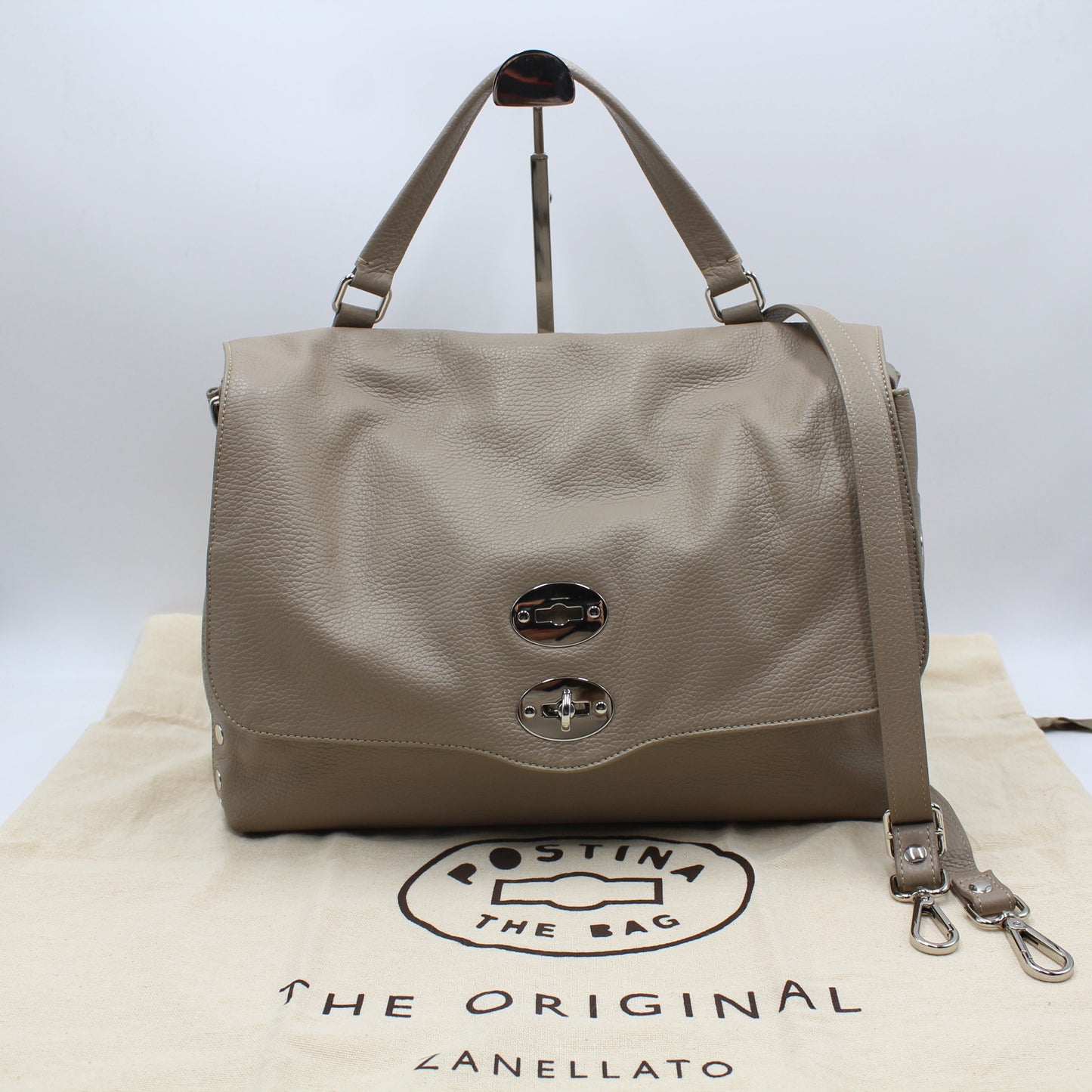 BORSA ZANELLATO POSTINA MEDIUM IN PELLE MARTELLATA GREY CRETA ZB116