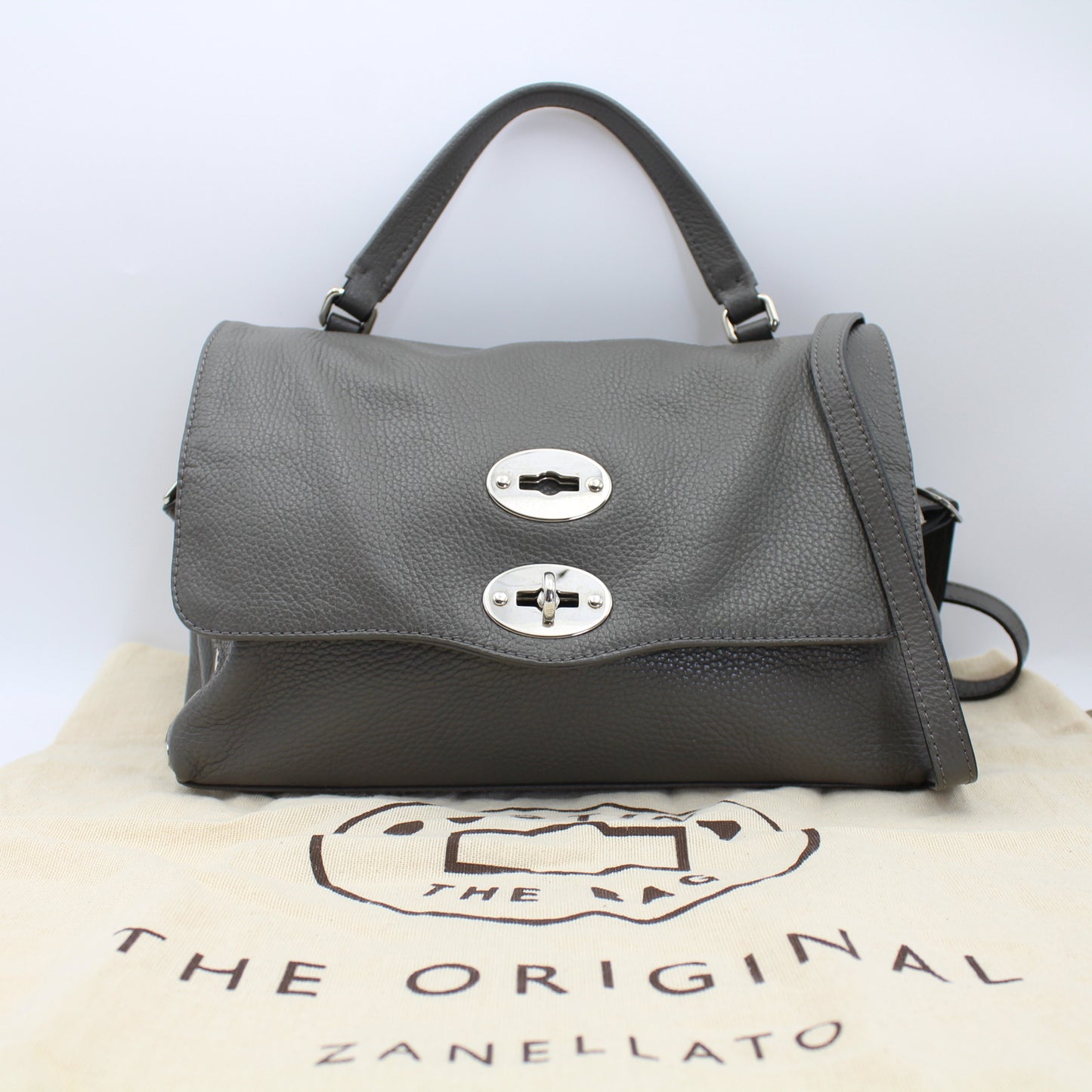 BORSA ZANELLATO POSTINA SMALL IN PELLE MARTELLATA GREY MONTEBIANCO ZB117