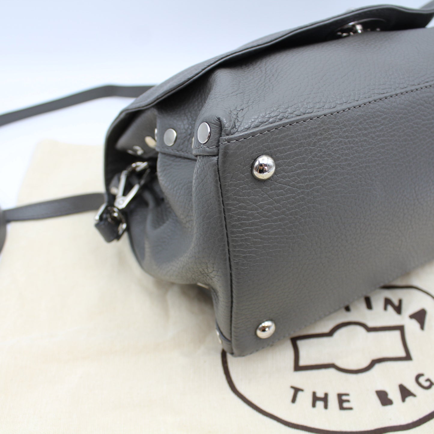 BORSA ZANELLATO POSTINA SMALL IN PELLE MARTELLATA GREY MONTEBIANCO ZB117