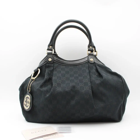 BORSA GUCCI SUKEY IN TESSUTO GG E PELLE NERA BB104
