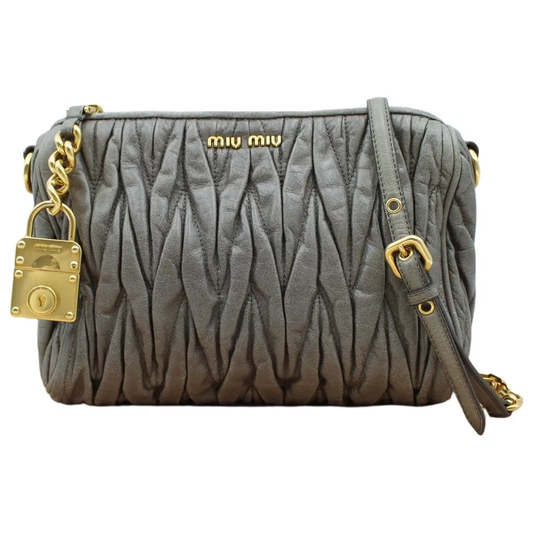 BORSA MIU MIU MATELASSE IN PELLE DI AGNELLO GRIGIO MB111