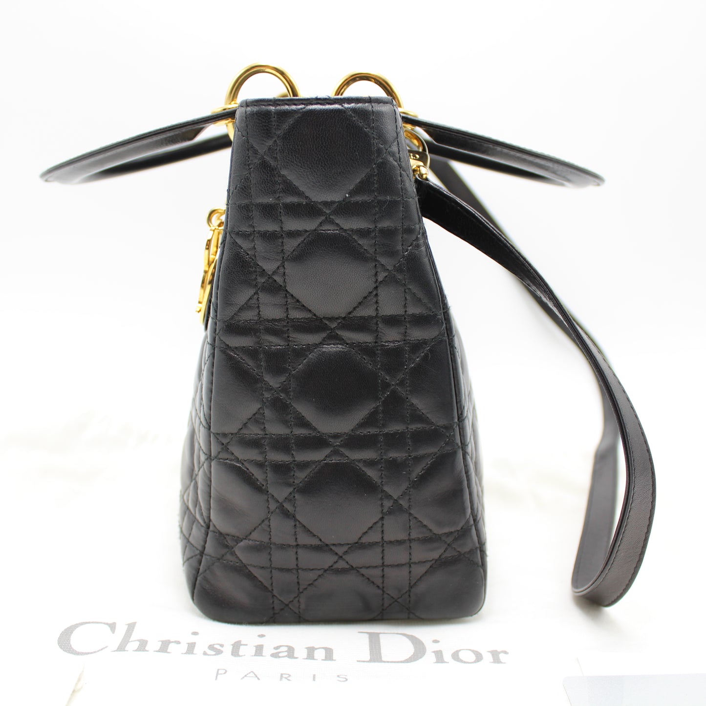 LADY DIOR MEDIUM BLACK LAMBSKIN BAG DB160