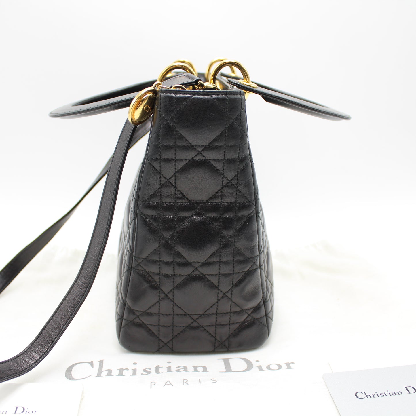 LADY DIOR MEDIUM BLACK LAMBSKIN BAG DB160