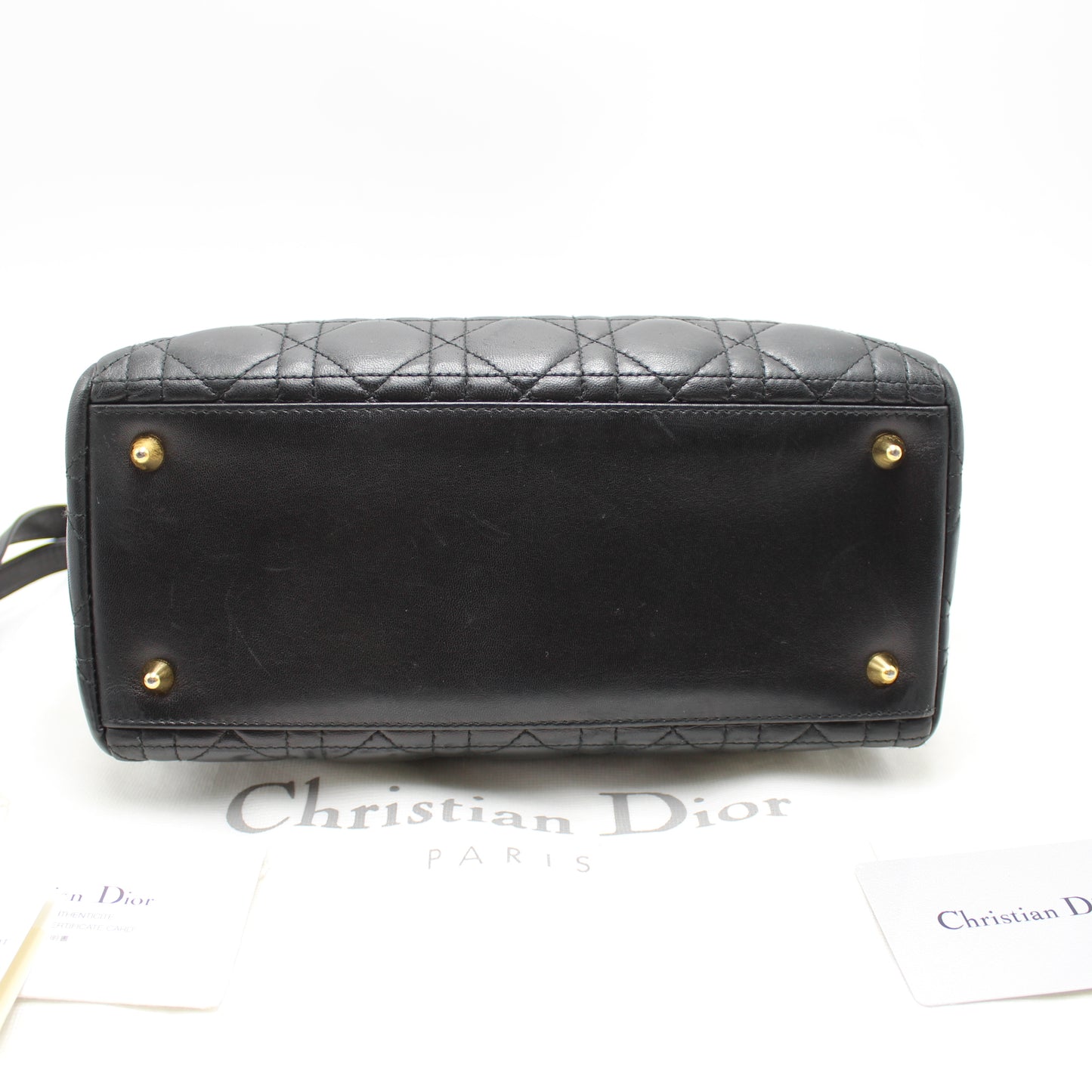 LADY DIOR MEDIUM BLACK LAMBSKIN BAG DB160