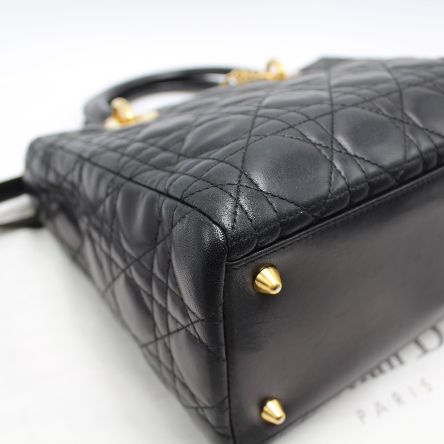 LADY DIOR MEDIUM BLACK LAMBSKIN BAG DB160