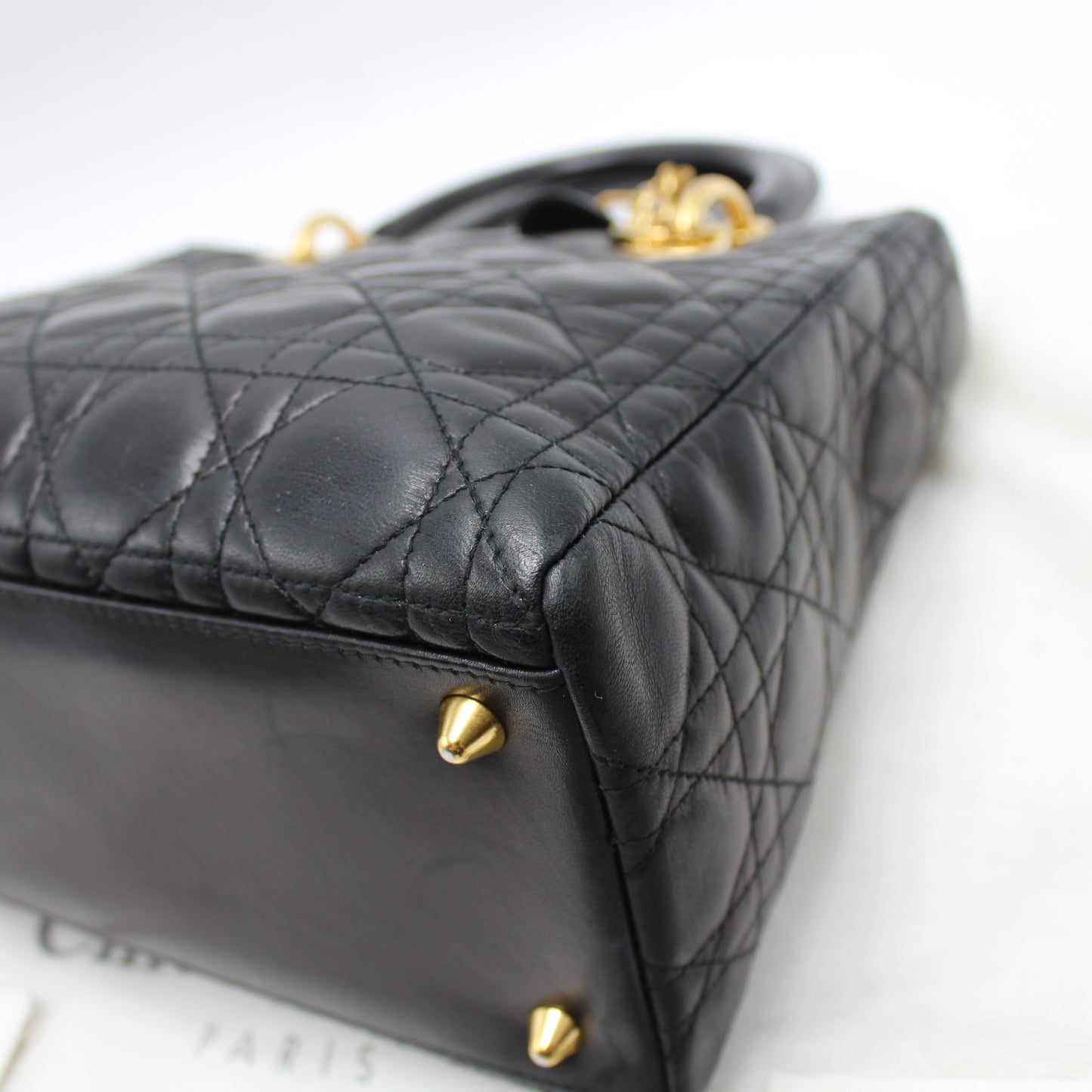 LADY DIOR MEDIUM BLACK LAMBSKIN BAG DB160