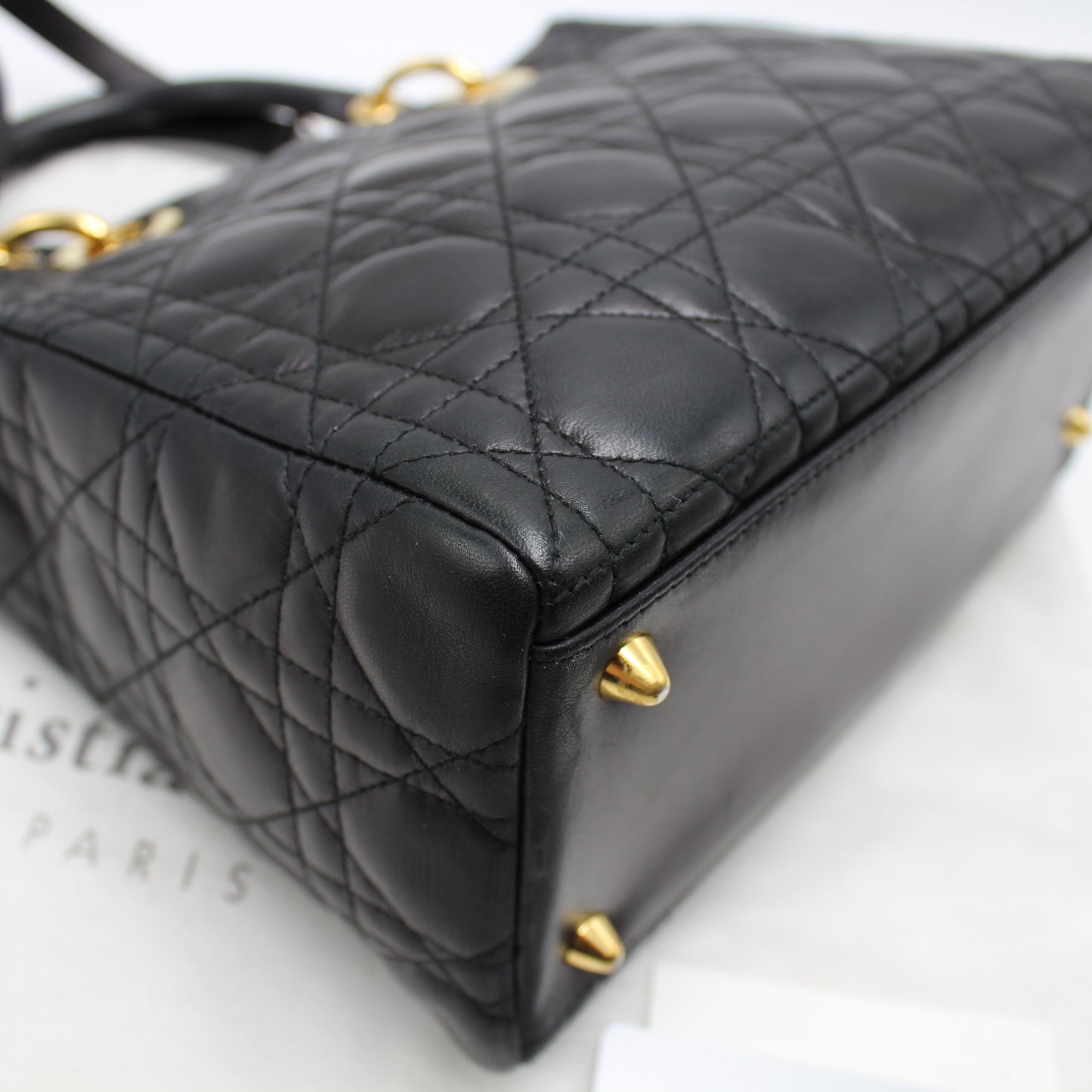 LADY DIOR MEDIUM BLACK LAMBSKIN BAG DB160