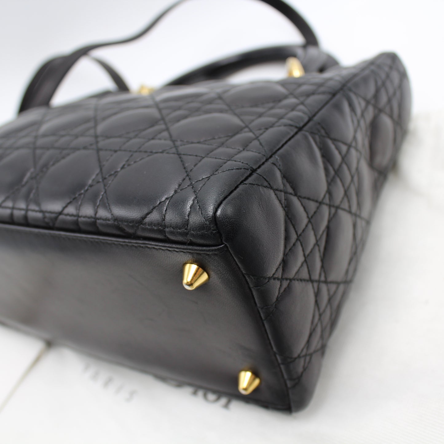 LADY DIOR MEDIUM BLACK LAMBSKIN BAG DB160