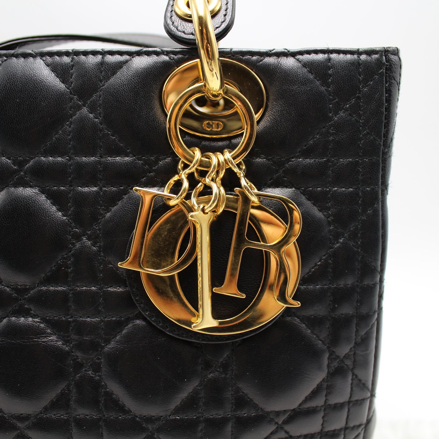 LADY DIOR MEDIUM BLACK LAMBSKIN BAG DB160